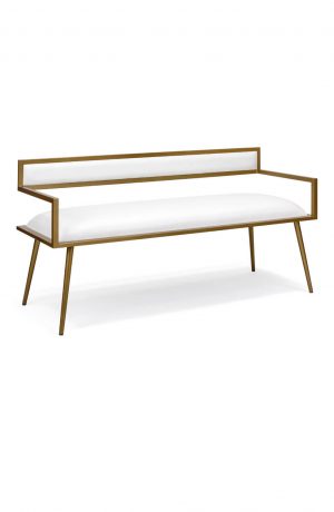 Wesley Allen's Zara Modern Bench with Arms in Gold and White