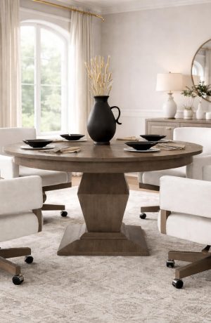 Darafeev's Euclid Wood Poker Table Set in Transitional Dining Room