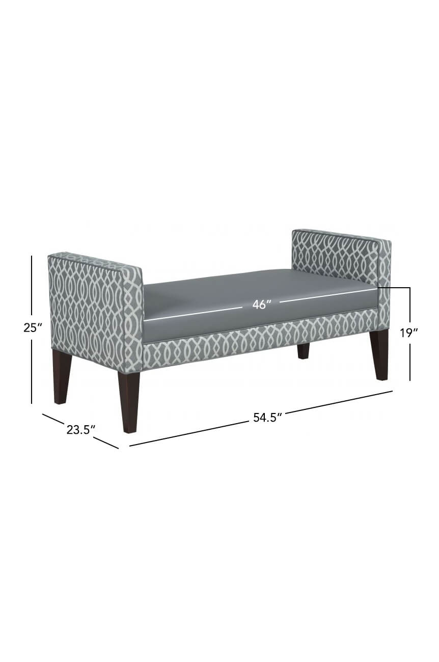 Bradshaw 54.5 inch Upholstered Wood Bench with Arms