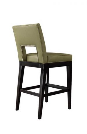 LeatherCraft's 8128 Hugh Transitional Wood Bar Stool with Back Cut-Out and Nailhead Trim - View of Back