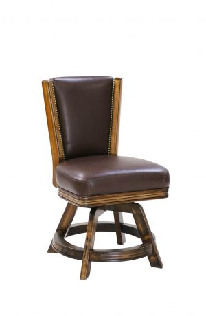 Darafeev's 915 Swivel Wood Vanity Stool in Leather