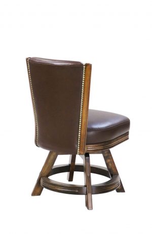 Darafeev's 915 Swivel Wood Vanity Stool in Leather - Back Side View
