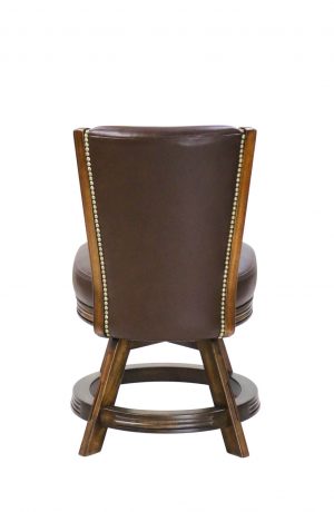 Darafeev's 915 Swivel Wood Vanity Stool in Leather - Back View