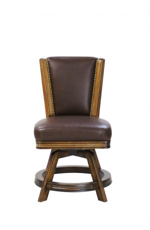 Darafeev's 915 Swivel Wood Vanity Stool in Leather - Front View