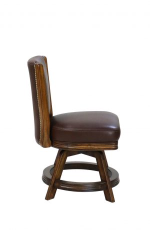 Darafeev's 915 Swivel Wood Vanity Stool in Leather - Side View