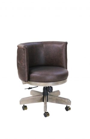 Darafeev's Chesterfield Wood Swivel Game Chair with Upholstered Back and Seat in Leather