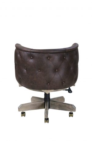 Darafeev's Chesterfield Wood Swivel Game Chair with Upholstered Back and Seat in Leather - Back View