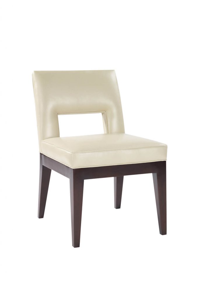 Leathercraft's 8129 Hugh Wood Leather Upholstered Dining Chair with Back Cut Out