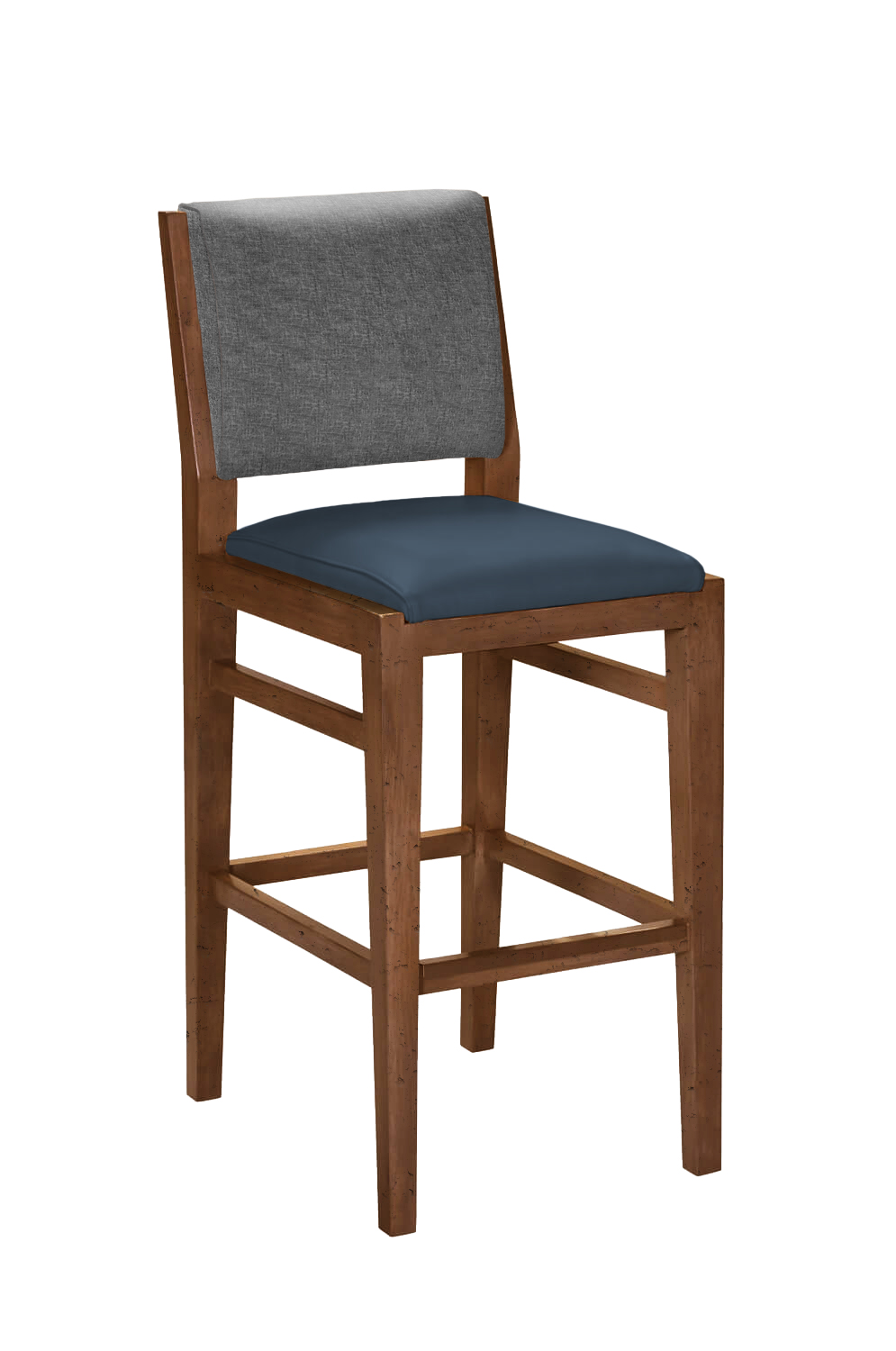 Leathercraft's Bernie Bar Stool in Chanel Prussian and Alexandria Blueberry