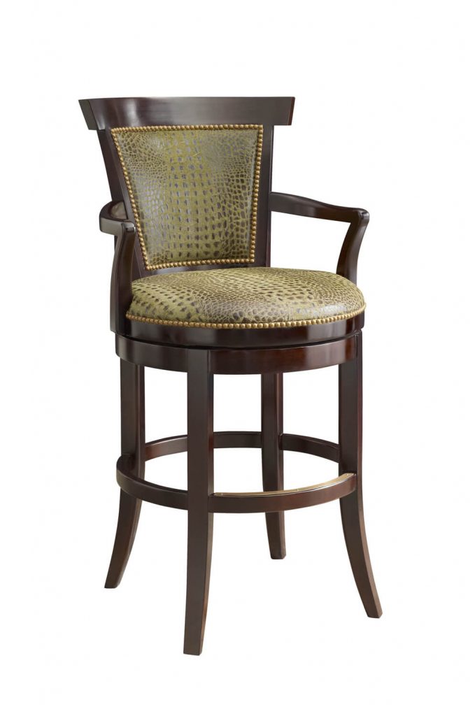 Leathercraft's Lowell 508 Traditional Wood Swivel Bar Stool with Arms