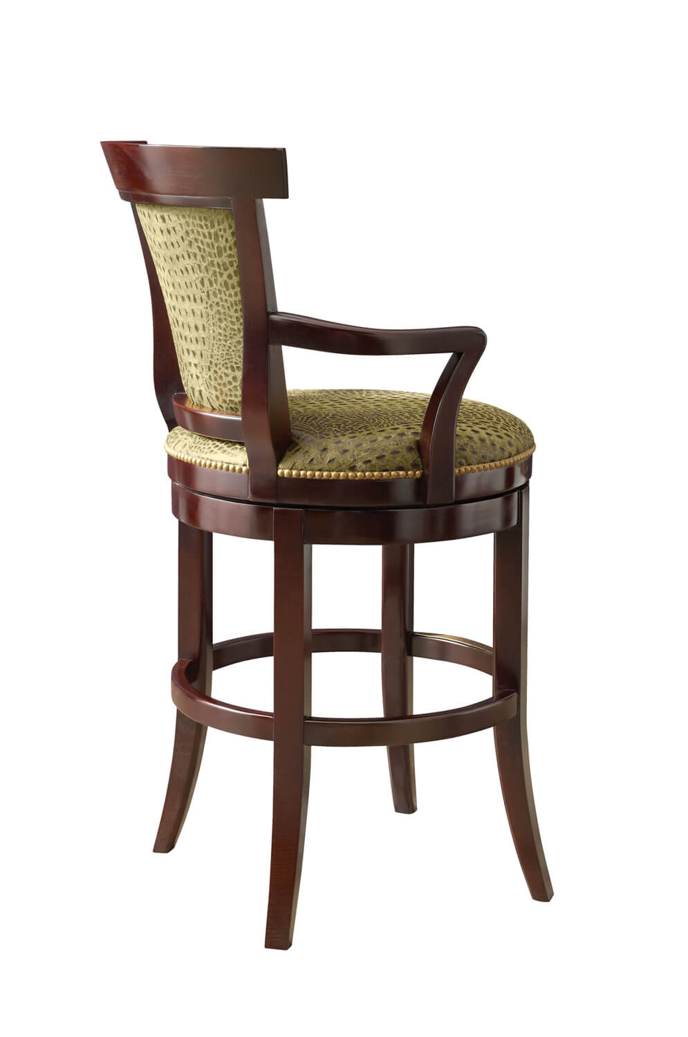 Leathercraft's Lowell 508 Traditional Wood Swivel Bar Stool with Arms - View of Back