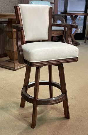 Darafeev's 960 Maple Wood Swivel Bar Stool Upholstered Solid Back and Seat with Arms