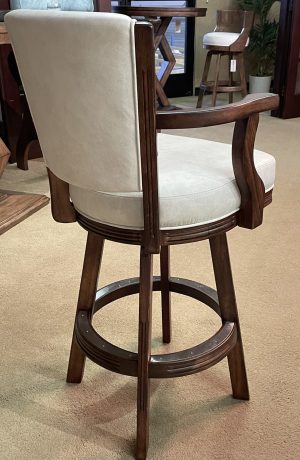 Darafeev's 960 Maple Wood Swivel Bar Stool Upholstered Solid Back and Seat with Arms - Back VIew
