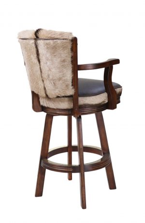 Darafeev's 960 Solid Back Upholstered Wood Bar Stool with Arms in Customers Own Material