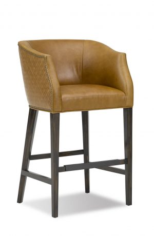 Leathercraft's Baxter Luxury Wood Bar Stool with Nailhead Trim and Curved Back