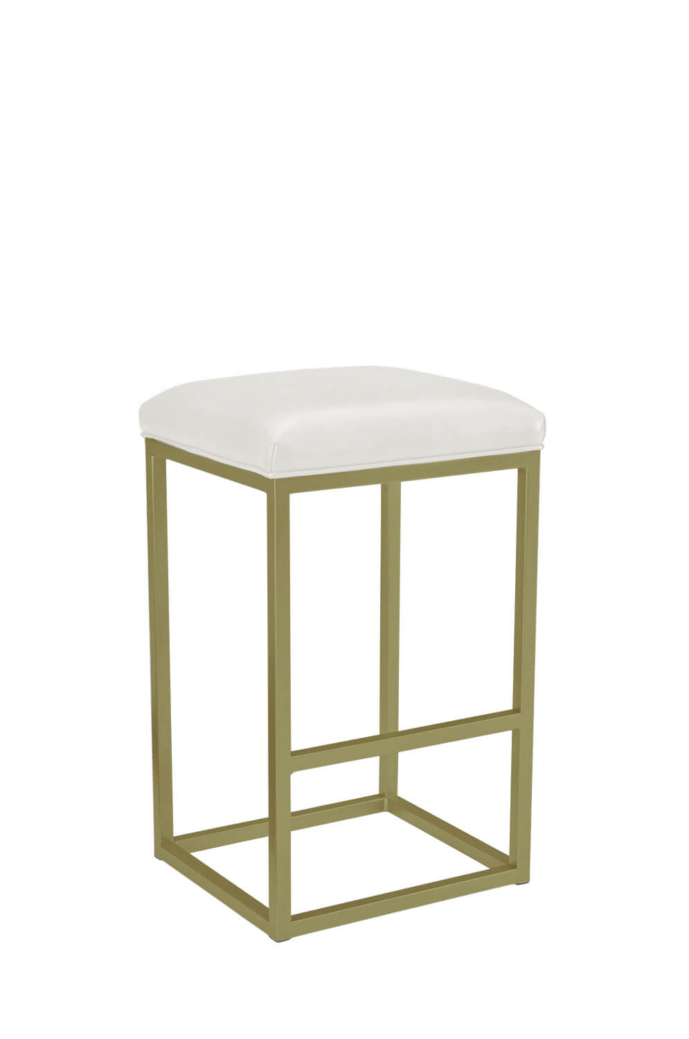 Leathercraft's Cosmo Gold Metal Backless Bar Stool with White Seat Cushion