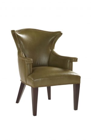 Leathercraft's Roberto Luxury Wood Dining Chair with Arms, Nailhead Trim, and Leather