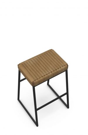 Amisco's Bryan Scandinavian Modern Backless Bar Stool with Danish Cord Seat Cushion - Looking Down