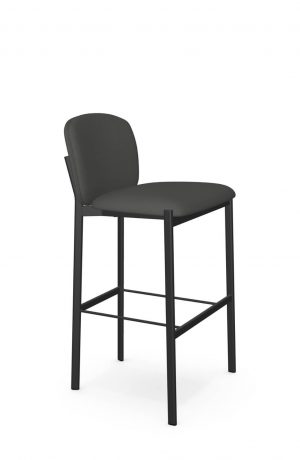 Amisco's Kally Stationary Modern Black Bar Stool with Grey Low Back - Side View