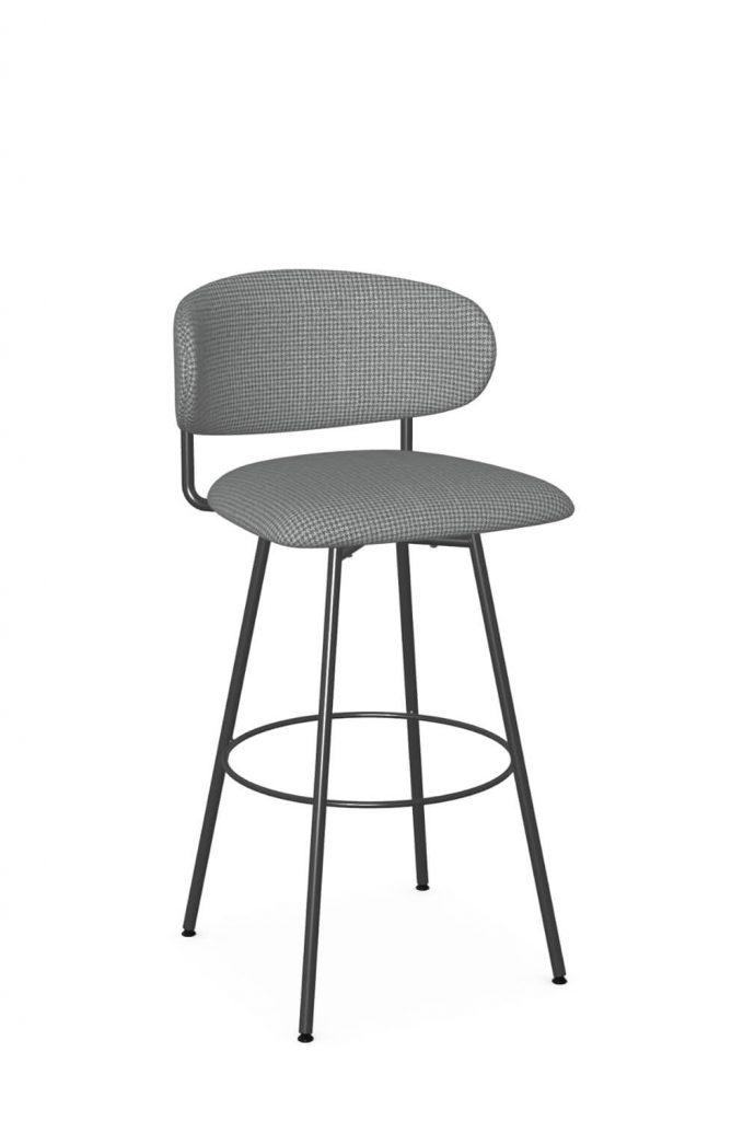 Amisco's Wyatt Black and White Modern Swivel Bar Stool with Curved Back
