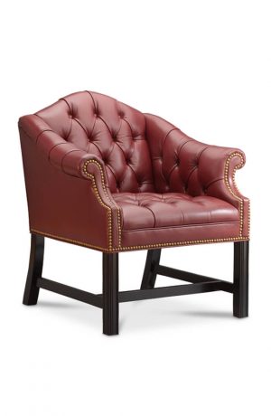 Leathercraft's Alec #229 Luxury Leather Game Chair with Button Tufting, Nailhead Trim, and Wood Base