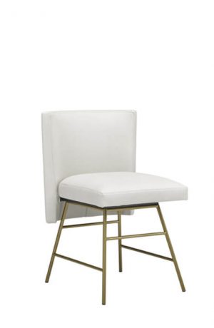 Leathercraft's Alfie 4809-10 Modern Gold Metal Dining Side Chair in White Leather