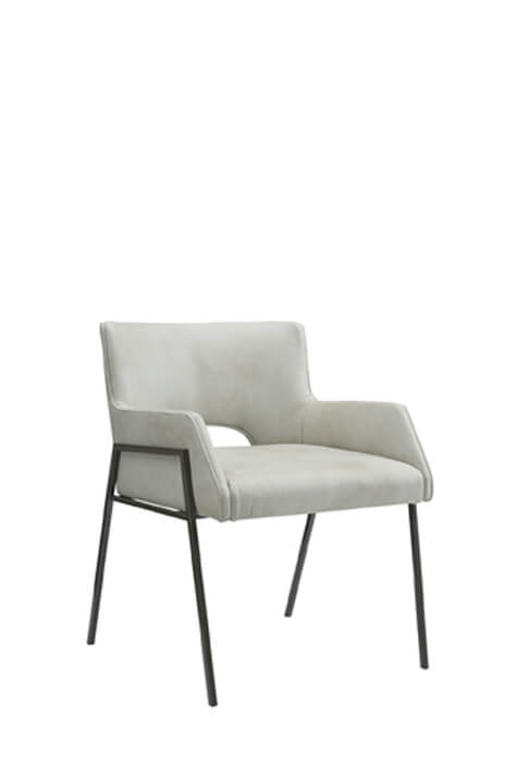 Leathercraft's Bailey Modern Metal Low Back Dining Arm Chair in Leather