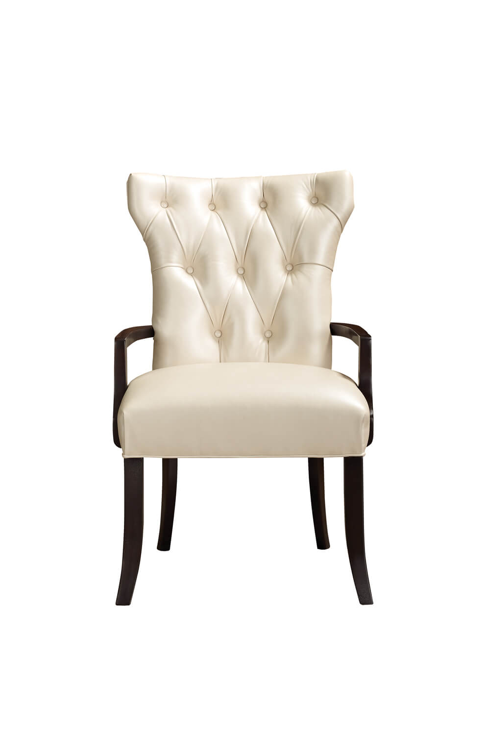 Leathercraft's Davina Wood Dining Arm Chair in Leather - Tufted