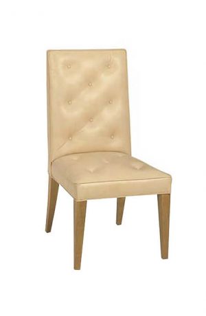 Leathercraft's Traditional Clark Tufted Dining Chair in Cream Leather
