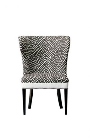 Leathercraft's Wellington Chic Modern Dining Chair in Black and White Pattern with Black Wood Legs