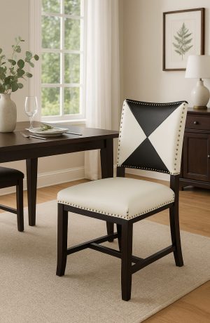 Leathercraft's Willem Classic White and Black Upholstered Dining Chair in Dining Room
