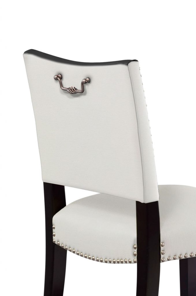 Leathercraft's Willem #139 Formal Nailhead Side Chair in White Leather - Close Up