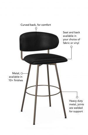 Featuring curved back for comfort, seat and back available in your choice of fabric or vinyl, heavy duty welded joints, and metal frame available in 10+ finishes.