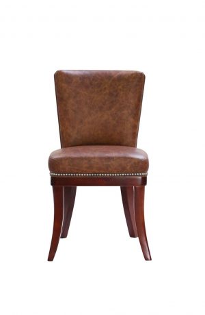 Darafeev's 917 Maple Upholstered Wood Club Chair with Leather and Nailhead Trim - Front