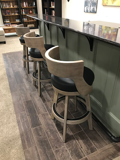 Darafeev's Gen Rustic Pewter Maple Wood Bar Stool with Low Back in Customer's Kitchen
