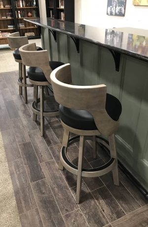 Darafeev's Gen Rustic Pewter Maple Wood Bar Stool with Low Back in Customer's Kitchen