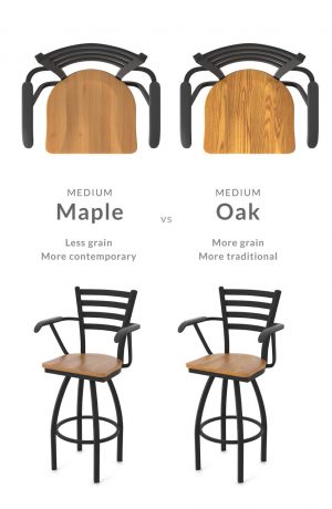Jackie Swivel Stool with Arms - Comparison Between Maple and Oak Wood Finishes