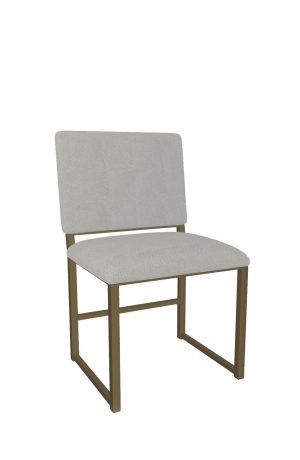 Wesley Allen's Franklin Modern Metal Dining Chair in Gold Metal and Tan Cushion