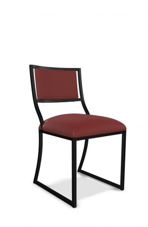 Wesley Allen's Ki Black Modern Dining Side Chair with Red Seat and Back Cushion