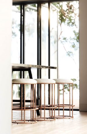 Wesley Allen's Nyx Backless Hammered Bar Stools