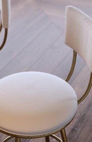 Wesley Allen's Rei Hammered Metal Swivel Bar Stool Close Up