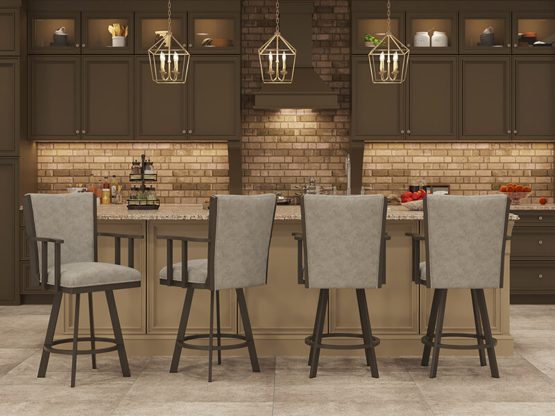 Bar stools with arms in a kitchen design