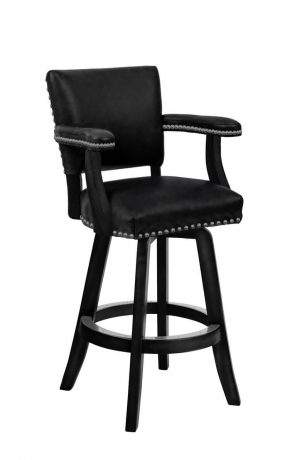 Darafeev's El Dorado Black Wood Bar Stool with Black Leather