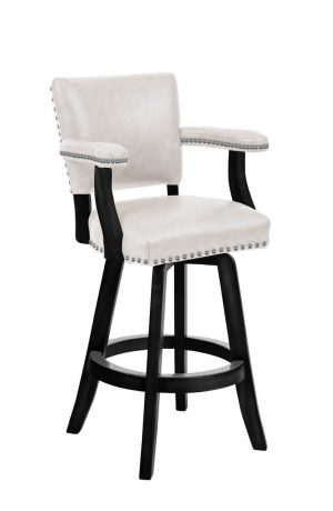 Darafeev's El Dorado Black Wood Bar Stool with White Leather