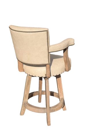 Darafeev's El Dorado Natural Solid Wood Swivel Bar Stool with Arms and Nailhead Trim