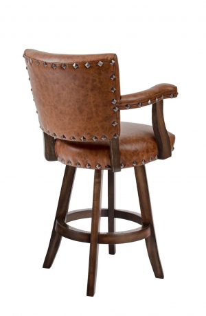 Darafeev's El Dorado Rustic Swivel Wood Bar Stool with Arms and Flared Legs - Back View