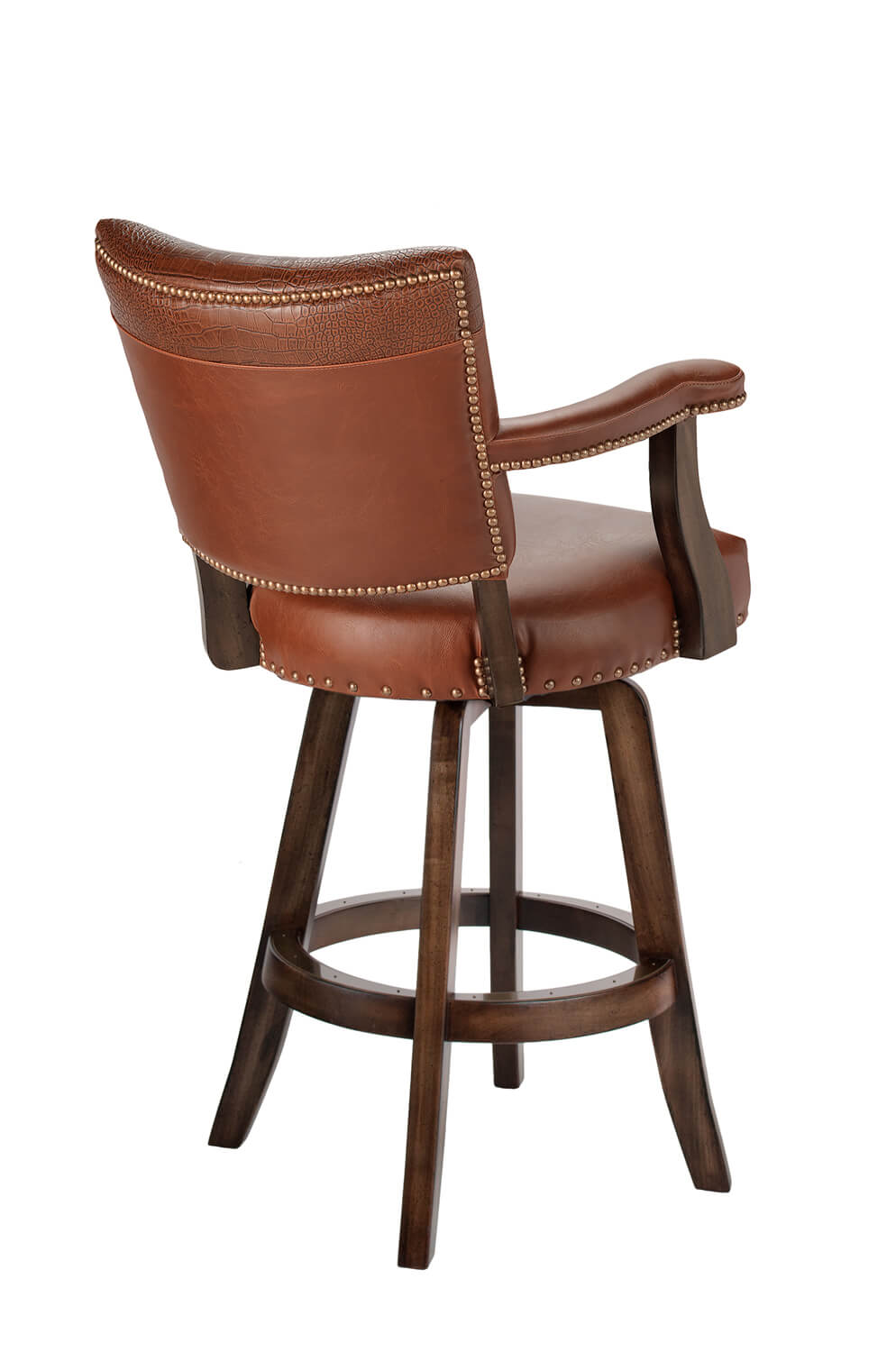 Darafeev's El Dorado Wood Swivel Bar Stool with Arms and Flared Legs - Back View