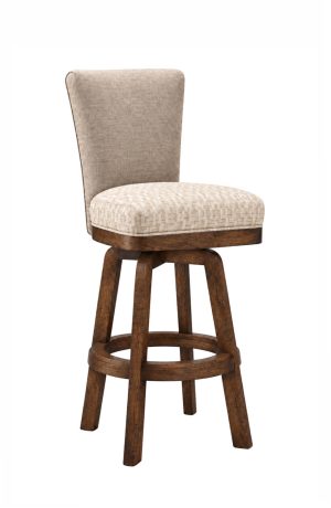 Solid Wood Oak Swivel Bar Stool with Back - Luxury Darafeev 617