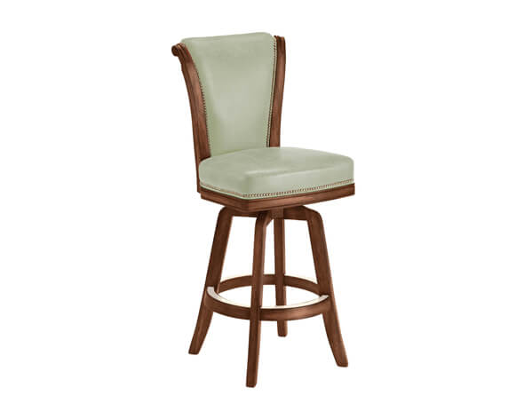 Traditional green bar stool with back