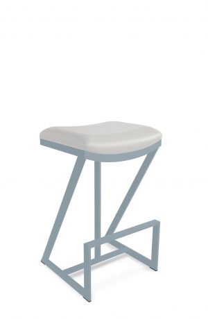 Metal Finish: Opaque Light Blue • Seat Cushion: Aspen Pure White, vinyl
